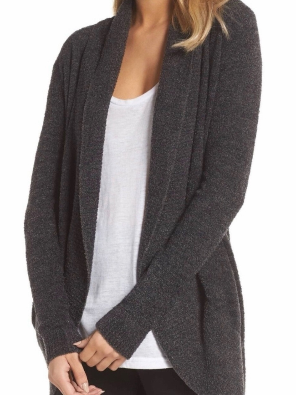 Barefoot Dreams CozyChic Shawl Collar Cardigan - Charcoal Gray